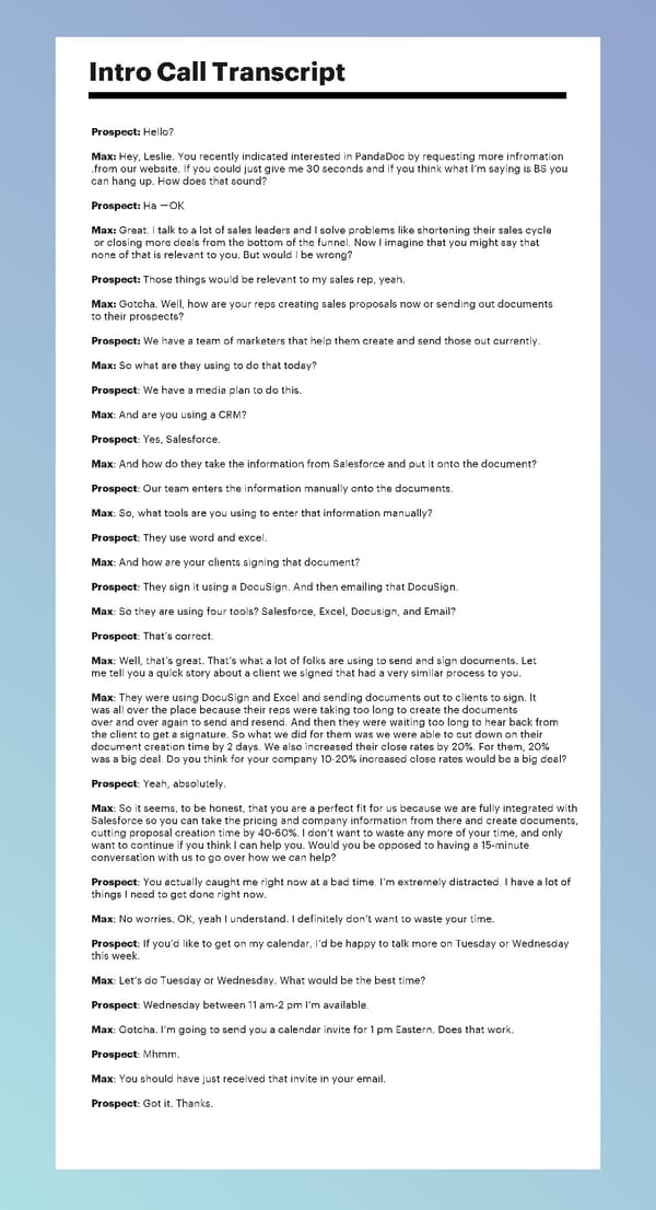 Intro Call Transcript - Page 1